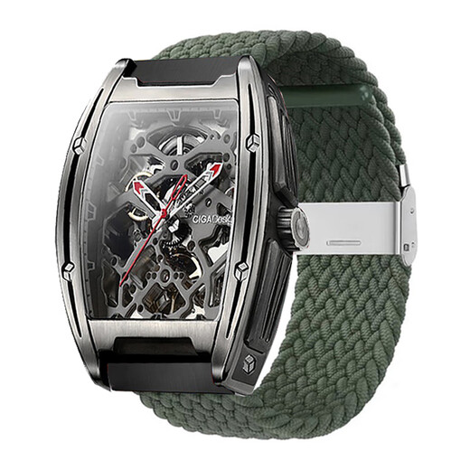 鲤焰适用马克华菲镂空机械手表带男士弹力尼龙编织女款表带男FW-6180 扣式尼龙【黑色】 自测量-22mm宽【配工具】