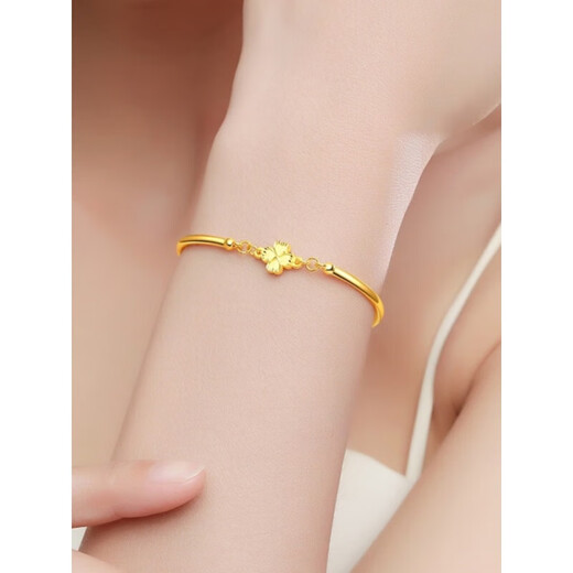 Laohuang Xiangyang’s mother recommends the new gold bracelet for women 999 pure gold four-leaf clover jewelry, simple, fashionable and versatile 24K