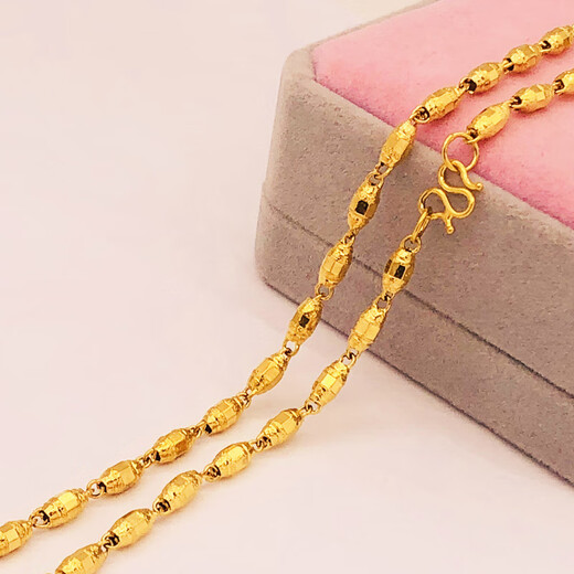 Kuang Yi Authentic Today Gold Pickup Hong Kong Authentic 24k Pure Sand Gold Necklace Domineering Olive Extended Version Versatile Olive Ball Beads Spacing 5mm
