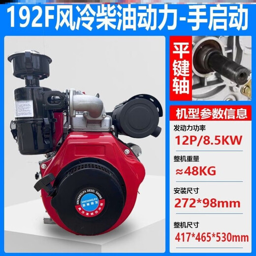 XMSJ定制州单缸风冷柴油机178/186F192/195/农用微耕机水泵柴油发动机 S12186F花键轴手启动9马力