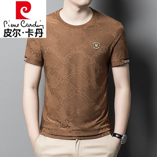 Pierre Cardin Summer Nouveau t-shirt à manches à manches courtes pour les hommes en relief à manches courtes pour les hommes F829 Caramel 4xl 190 Suggestion 180-210 Jin [Jin est égal à 0,5 kg]