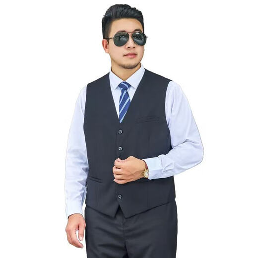 鑫之战春秋大码胖人西装马甲男士西服商务休闲职业正装韩马夹背心加大 优质灰马甲 3XL 145-155斤