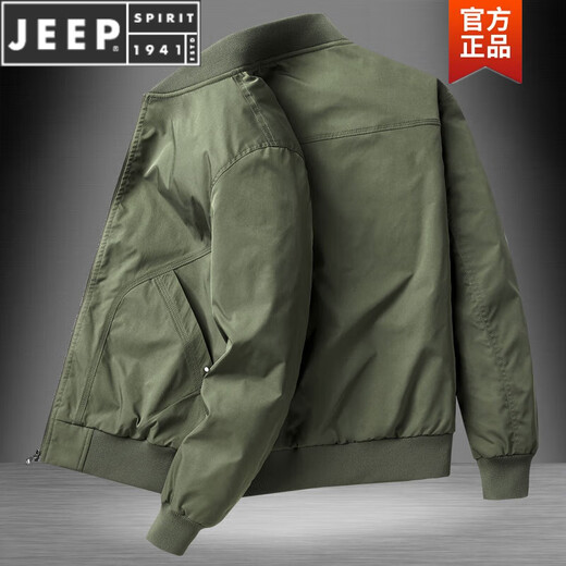 JEEP SPIRIT飞行夹克男休闲薄款工装外套男士春秋新款宽松秋冬防风男装棒球服 JWD9226黑色-加棉 M