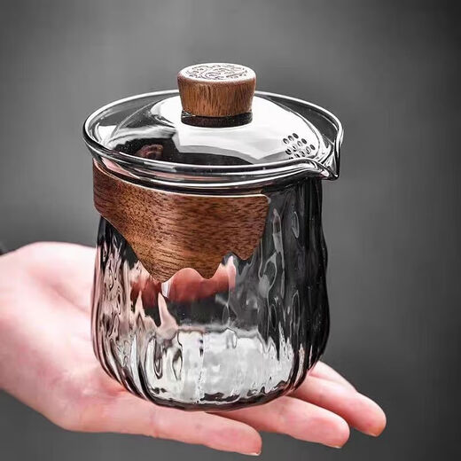 High borosilicate glass transparent anti-scalding teapot for household tea filtering type exquisite small teapot with lid Canghai covered bowl cigarette ash 1 piece 390ml