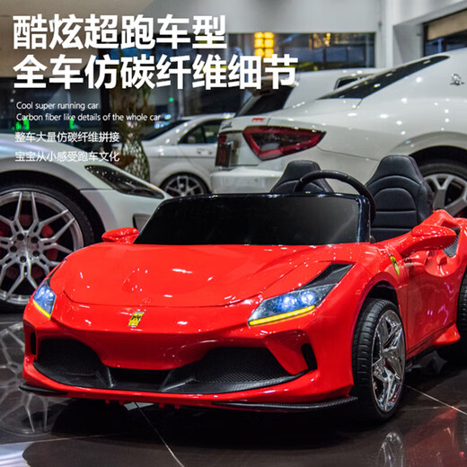 Womit children's electric car can sit on adults, children's electric car toy car can sit on people, remote control car can sit on people, top with roasted yellow | 24V large battery + leather chair + foam wheel