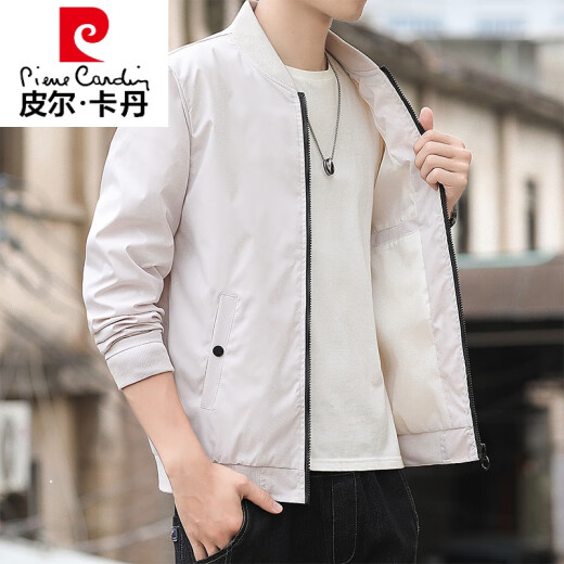 皮尔卡丹（pierre cardin）男士外套春秋季新款短款棒球服纯色百搭修身韩版夹克青年薄款褂子 K12109黑色 M