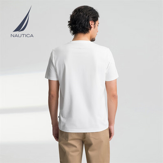 诺帝卡（NAUTICA）【单件直降】男装25春夏新款索罗娜凉感汗布亨利领T恤男TE5204 白色1BW M