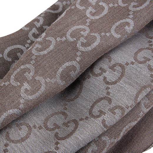 Gucci (GUCCI) classic double G double-sided printed fringed scarf for men and women, dark gray 165904 3G646 1264