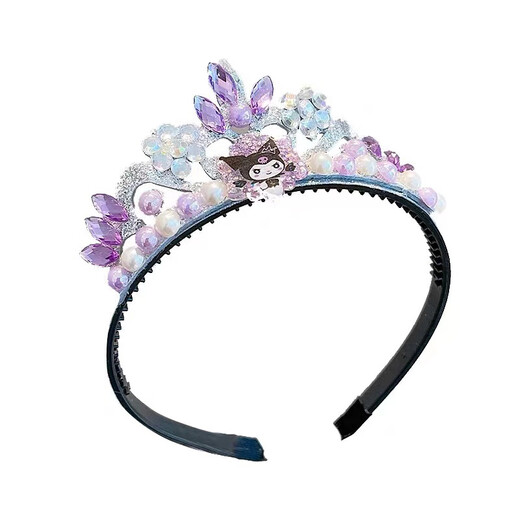 ENRMIIV Crown Children's Headband Frozen Headband Elsa Princess Crown Hairpin Girls Kuromi Melody Hairband 3# Purple Kuromi Crystal Crown Hairband