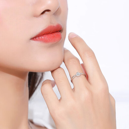 MZMZ Platinum Couple Ring pt950 Platinum Engagement Ring Double Eleven Birthday Gift for Girlfriend and Wife Local Warehouse/Next Day Delivery-Light Luxury I Love You Live Mouth Ring