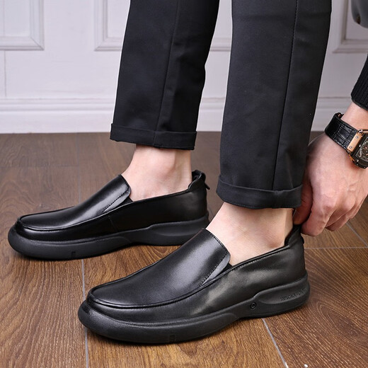 Prodigaler Sohn klatschend lässige Lederschuhe Herren Frühling und Herbst 46 Weitfuß großer Größe Weiche Bodenschicht Cowhide 47 ein Fuß 48 Business Dad Schuhe Echtes Leder Schwarz 3895 Echtes Leder Inner 38 240mm