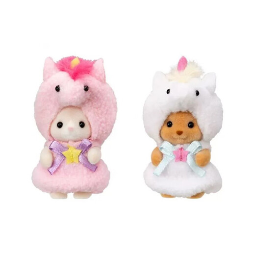 Familias Sylvanian Versión japonesa de Poodle Silk Cat Unicorn Set jugando a la casa Girl Toy Doll Set Regals para niños