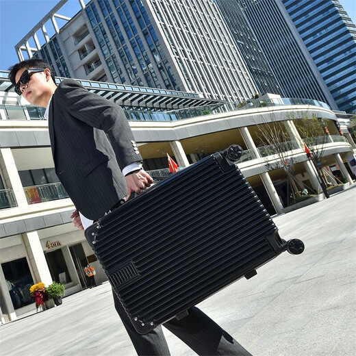 Katile crocodile suitcase men's trolley case large capacity suitcase student password box women's business suitcase black 28-inch super large size - 15-20 days of travel for two people