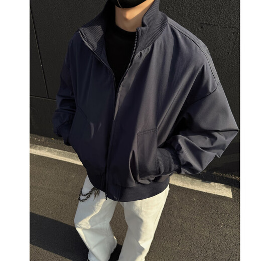 NYING silhouette windproof flight jacket men's 25 spring and autumn new American trendy brand cleanfit handsome stand collar H1039 military green XL (125-145Jin Jin equals 0.5 kg)