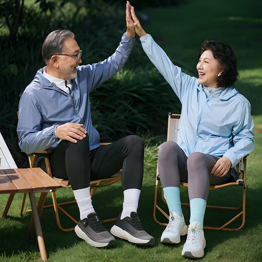 足力健老人鞋户外运动鞋中老年休闲鞋快走鞋25119001D 黑/灰-男 41 