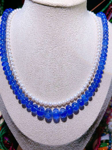Lierui Ruyijia collection-grade high-ice natural tanzanite sapphire 18k gold buckle tower chain tanzanite necklace