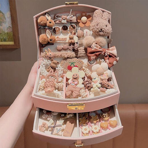 Japan GP high-end children's hair accessories set gift box girl hairpin princess birthday gift tiara jewelry box flower star 144-piece set