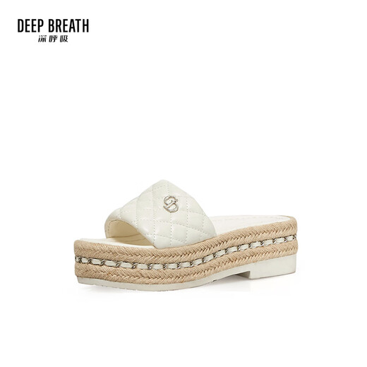 Deep Atem Tief Atem Frauenschuhe französische High-End-Diamant kleiner Geschmackstil Dicker Sohle Sandalenschuppen Frauen Ax14105 Weiß 38