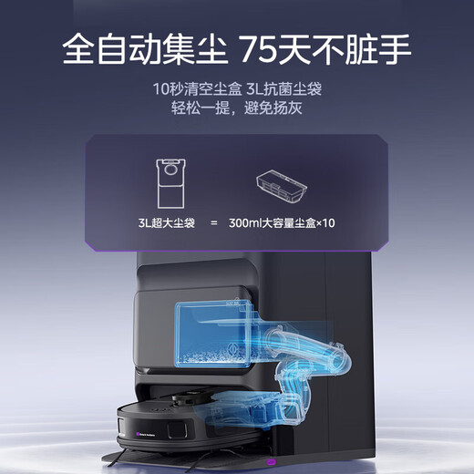 美的扫地机器人扫拖一体 灵眸V12自动集尘扫拖洗烘一体机自动清洗拖布  【官翻机】 黑色水箱款