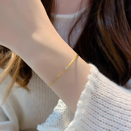 Time Bird Super Flash Single Diamond Bracelet Girls 18k Gold Half Chain Bracelet Women 2024 New Rose Gold Color Gold Half Bracelet Bracelet 18K Gold Bracelet 20cm