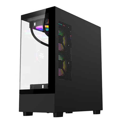 Wanjia Xuanwu PLUS Desktop-Spielecomputer-Hauptgehäuse, Meerblick-Raumgehäuse, Glasseite durch ATX-Motherboard/lange Grafikkarte/360 Wasserkühlungspositionen/280 Wasserkühlungspositionen, schwarzes Xuanwu PLUS-Einzelgehäuse