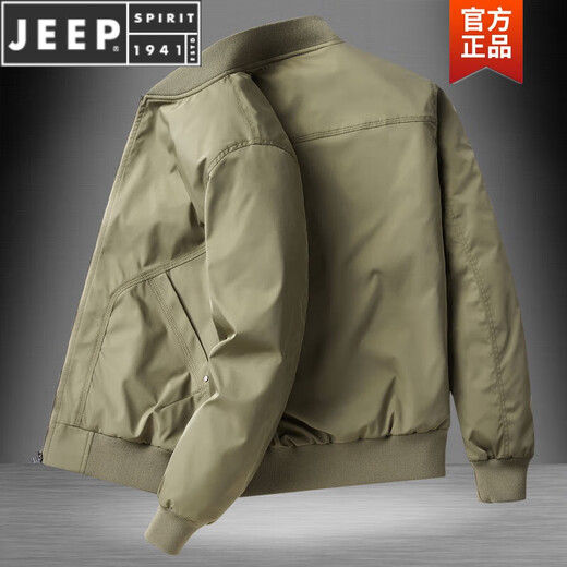 JEEP SPIRIT飞行夹克男休闲薄款工装外套男士春秋新款宽松秋冬防风男装棒球服 JWD9226黑色-加棉 M