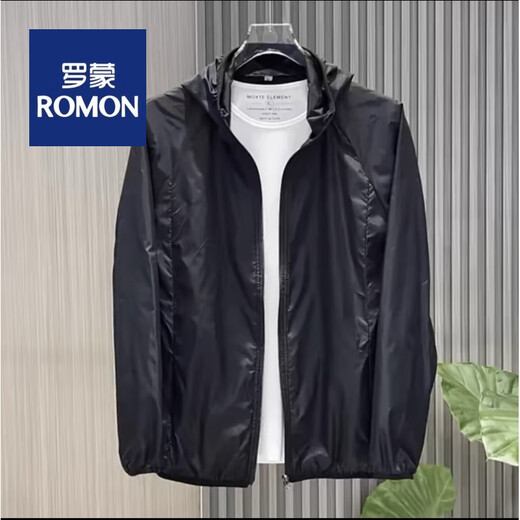 ROMON sun protection clothing for men and women, new style for couples, isolation UV ice silk, thin, slim, breathable fishing outdoor jacket, black L