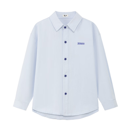 Zuoxi boys' shirts children's shirts spring and autumn thin coat pure cotton 2026 new style boys' inner wear blue 130