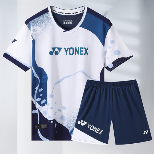 2025新款速干透气短袖训练比赛运动服羽毛球服套装男女款团队定制 白兰-男款-套装 XL