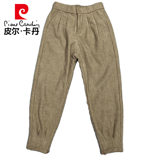 Pierre Cardin 2025 Neue Herrenhosen Herbst und Winter Cord Cord plus Samt Casual Hosen Reißverschlüsse kleine Füße lose Harem Hosen hübsche Streifenhose schwarz m
