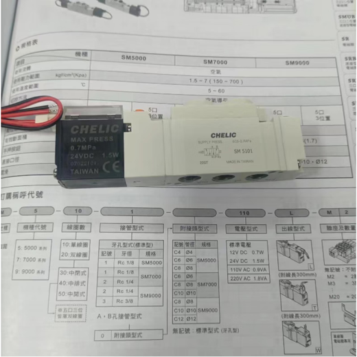 气立可原装CHELIC气立可电磁阀SM/SR/SK/SV5101/6102/7102/8102/910 SM9202-DC24V-L