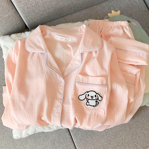 Cat Men Pyjamas pour les femmes au printemps et à l'automne Xinjiang Cotton Gauze Pantalons à manches longues 2025 Nouveaux vêtements de maison cardigan été 826 # Small Cherry # Long à manches + pantalon recommandé 100-120jin [Jin est égal à 0,5 kg] l