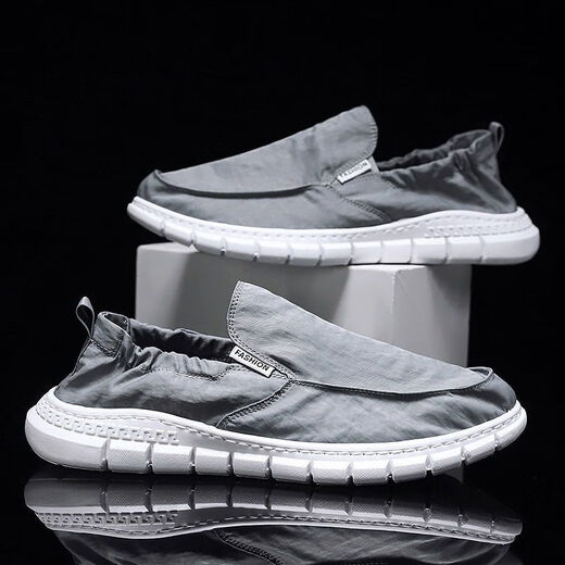 Chaussures en tissu Chaussures en toile pour hommes confortables, légères, résistantes à l'usure, non glissantes, imperméables, semelles molles Old Beijing un pied, paresseux noir 881 recommandé de prendre une taille plus grande 42