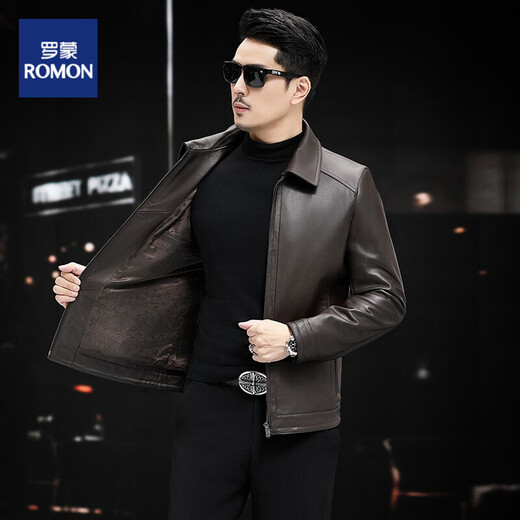 
ROMON genuine leather leather jacket men's jacket men's spring and autumn new clothes business casual sheepskin jacket men's jacket men's clothing brown L 175/92A