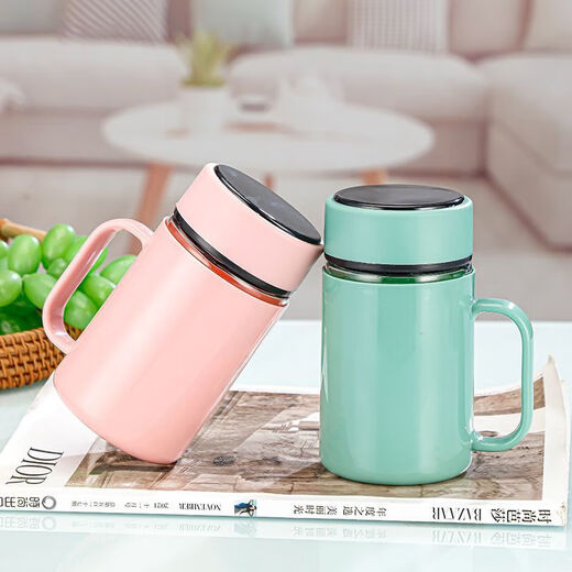 New teacup glass insulated glass large capacity with tea separator handle men and women water cup handle cup black 500ml 1 piece