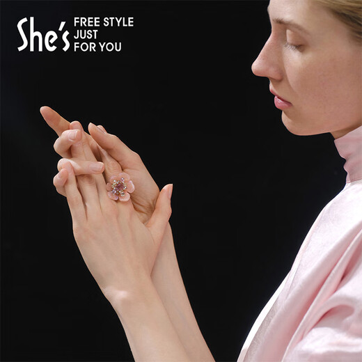 She s Akiko Barbie romantic flower acetate plate open ring light luxury high-end ring ornament birthday gift for women Symphony Purple E0