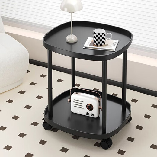 Zhuobo coffee table side table side table movable small table small coffee table bedside table storage rack storage cabinet CJ19 black