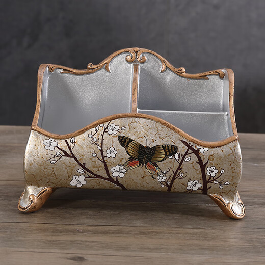 Caja de almacenamiento de sala de estar de estilo europeo Tabla de té de lujo TV móvil Control remoto Almacenamiento Oficina creativa 1047 Blue Warbler Blossom G Modelo 23*12.5*15 cm