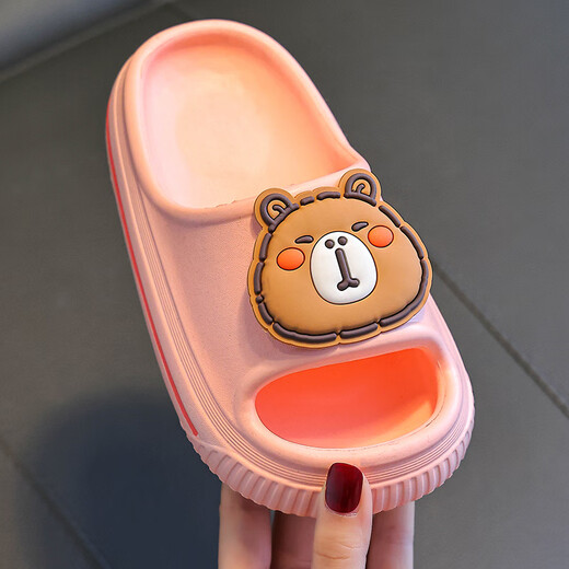 EVA children's slippers for summer, cute soft-soled non-slip girls' shoes, baby boys' sandals, Khaki 23, inner length 16cm