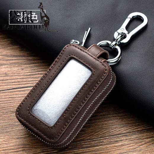 Bolsa de llave de cuero de canguro (canguro) para hombres y mujeres gran capacidad de gran capacidad general Bolsa de llave de automóvil de doble cintura de doble cintura de doble cintura negro