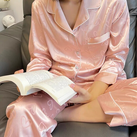 啄木鸟冰丝长袖睡衣女2025新款春夏季小香风感外穿法式家居服套装春 YX-9225-郁金香短袖长裤- M 建议80-98斤