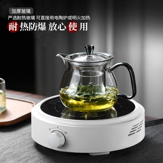 Bo Naling heat-resistant glass teapot, thickened tea water separation, simple filtered flower teapot, high-looking teapot, stove-cooking teapot, Yurun teapot-570ML