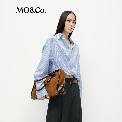 MO&Co. Shirt Spring Break Two-piece Spliced Lace Vest Short Striped Nautical Series MBE1SHTT11 Blue and White Striped Color M 165