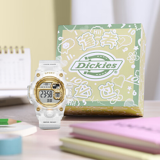 Dickies Electronic Watch Student Watch Chronograph Transparent Sport Luminous wasserdicht Chronograph für Kinder Cl-680 Rot