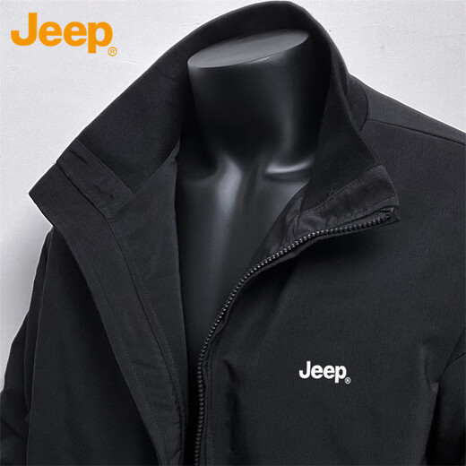 Jeep (JEEP) Jacket Men's Autumn and Winter Loose Workwear Aviator Jacket American Casual Trendy Men's Clothing Black XL