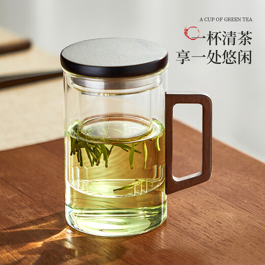 Mingguang tea cup tea water separation tea cup glass water cup men's tea cup office glass high borosilicate green tea cup