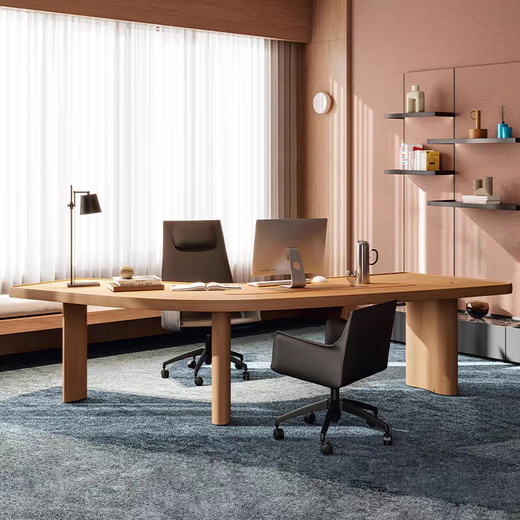 Sanqi Tiger Arc Schreibtisch Nordic High-End Full Massivholz Schreibtisch Großer Schreibtisch Chef Schreibtisch Studie Manager Präsident Schreibtisch Real Holz Farbe 1,5 Meter Schreibtisch 1500*693*750 mm