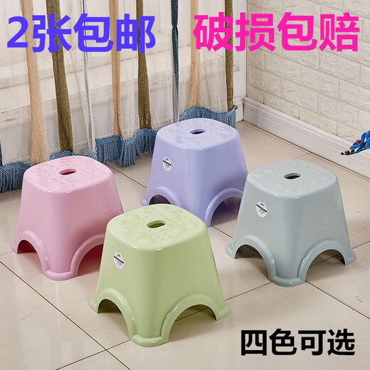 Zhongshang thickened plastic stools for household children's small stool square stool creative fashion bathroom bench living room chair adult low stool 9903 small green