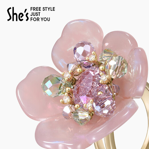 She s Akiko Barbie romantic flower acetate plate open ring light luxury high-end ring ornament birthday gift for women Symphony Purple E0