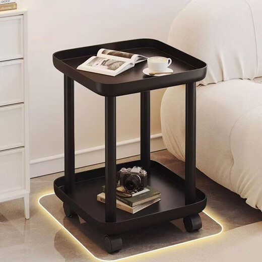 Zhuobo coffee table side table side table movable small table small coffee table bedside table storage rack storage cabinet CJ19 black